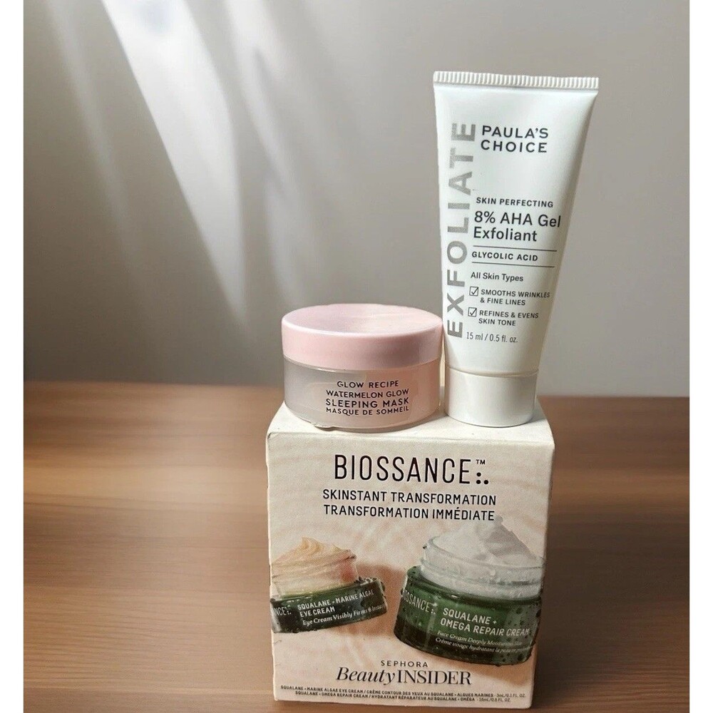 Biossance Glow Recipe Paula's Choice NEW Barrier AHA Exfoliate Under-Eye 4x Mini